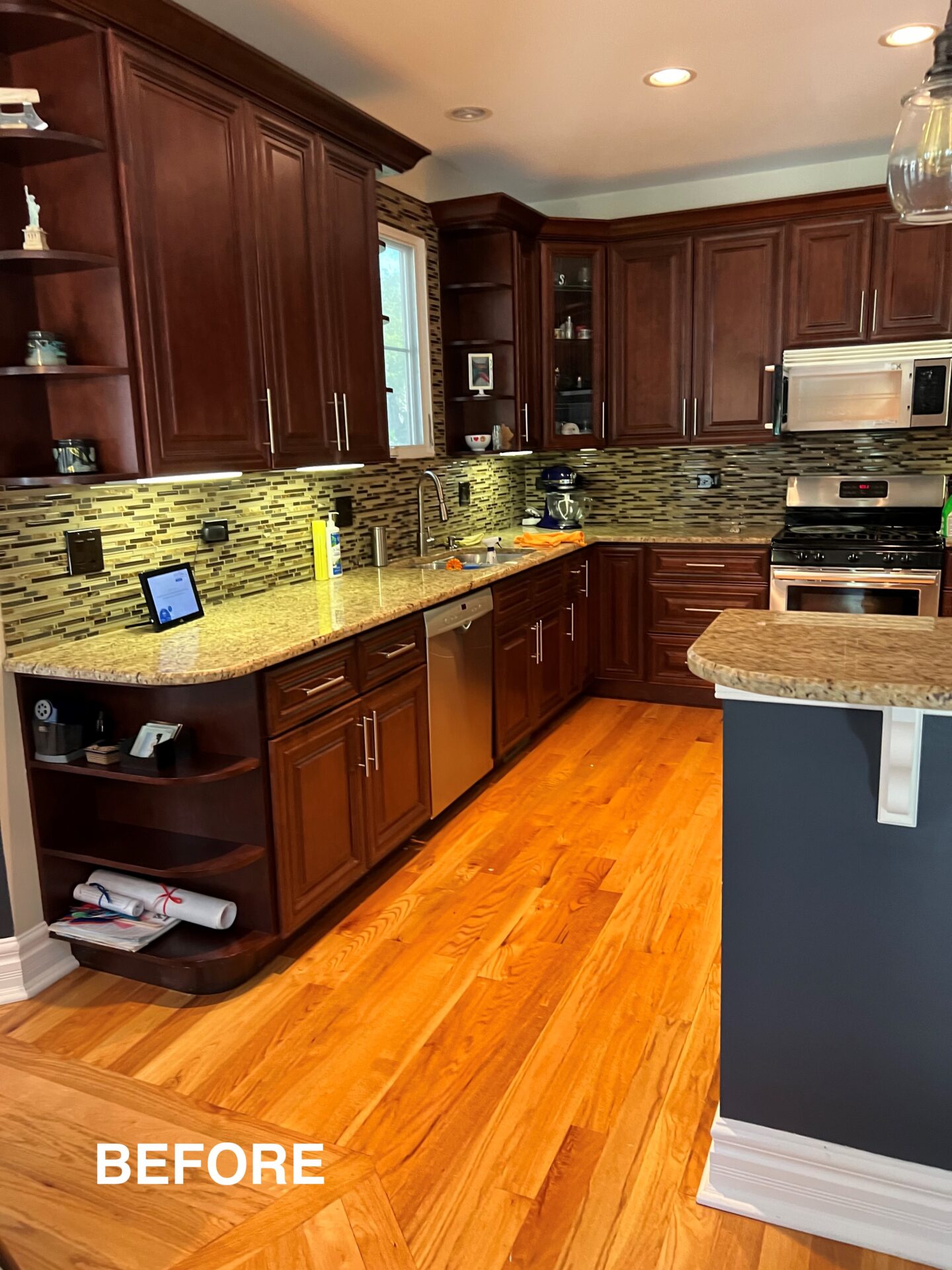 Before kitchen, cherry cabinets