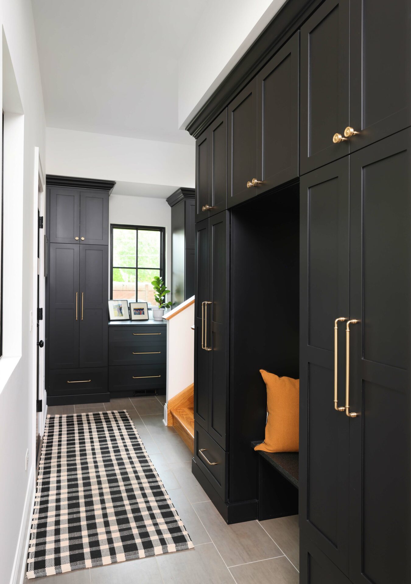 Black mudroom cabinets