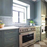 Kitchen range in front of the window