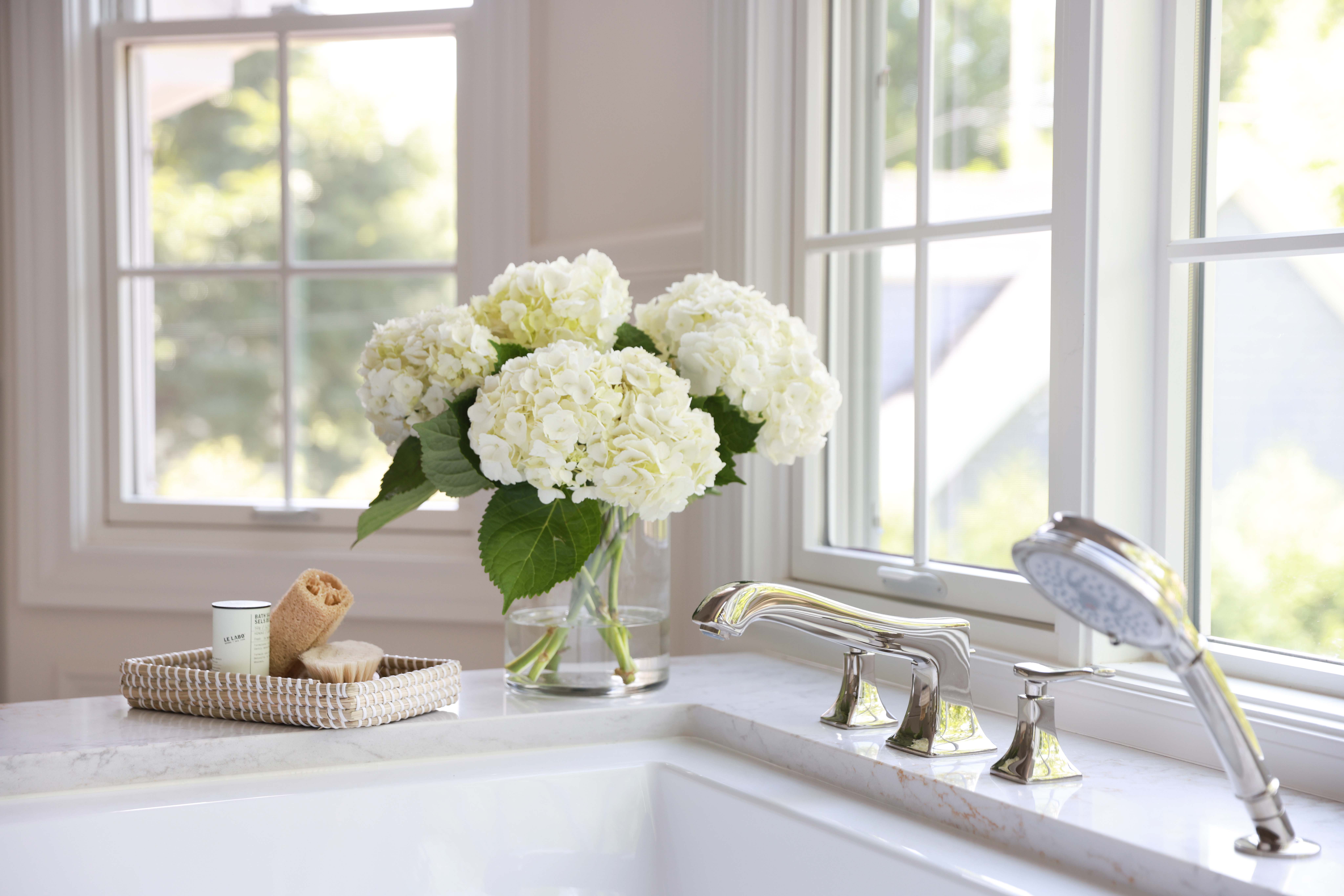 traditional bathtub with deck mounted fixtures