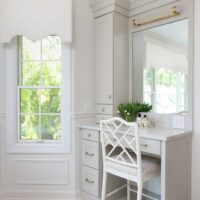 seated makeup table in traditional bathroom