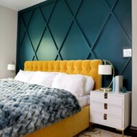 applied moulding to create an accent wall in the bedroom