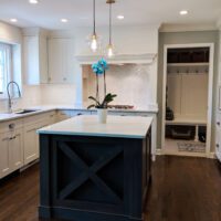white kitchen with island