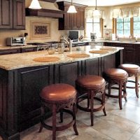 Stained cabinets in the kitchen
